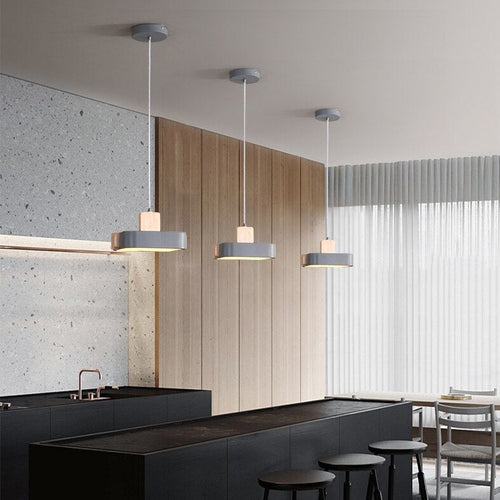 Suspension scandinave LED avec abat-jour en bois Ainhara - vue 4 sur 6