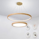 Lustre scandinave avec 2 anneaux lumineux en bois Arya