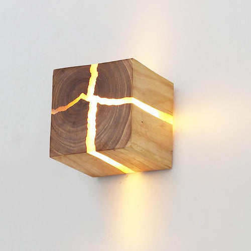 Applique murale scandinave LED cube en bois Lymena - vue 7 sur 6