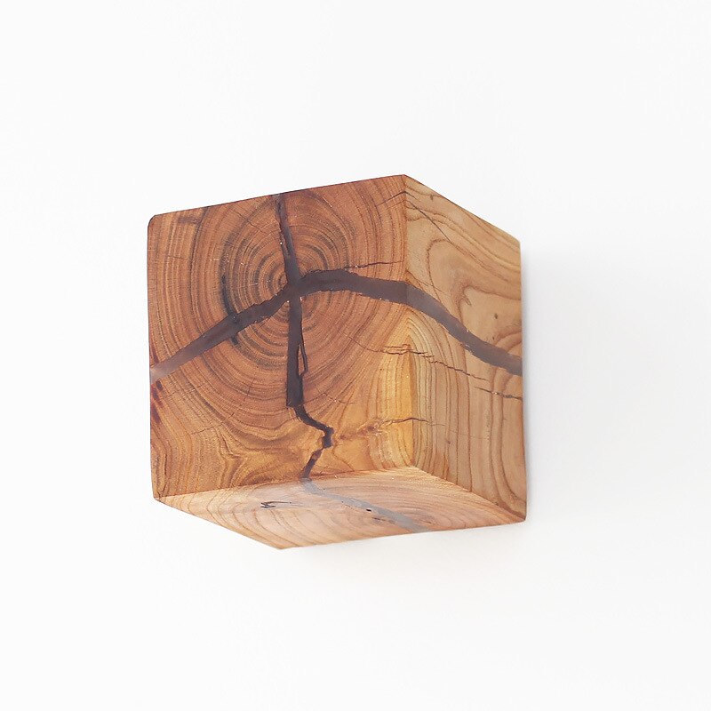 Applique murale scandinave LED cube en bois Lymena - vue 5 sur 6
