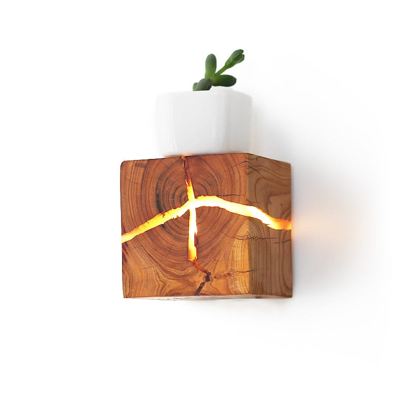 Applique murale scandinave LED cube en bois Lymena - vue 4 sur 6