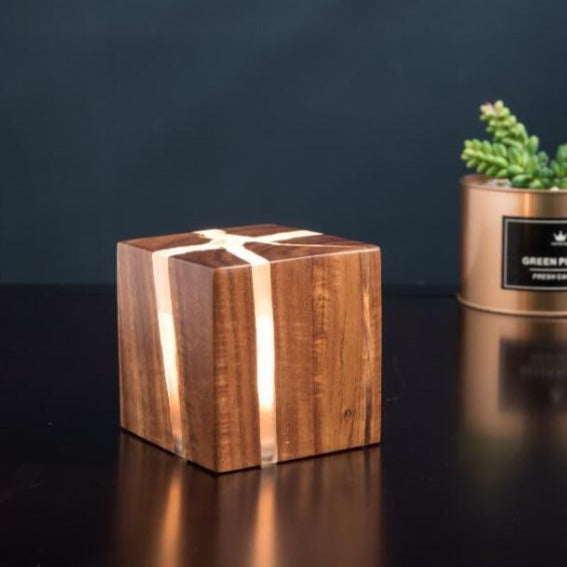Applique murale scandinave LED cube en bois Lymena - vue 2 sur 6