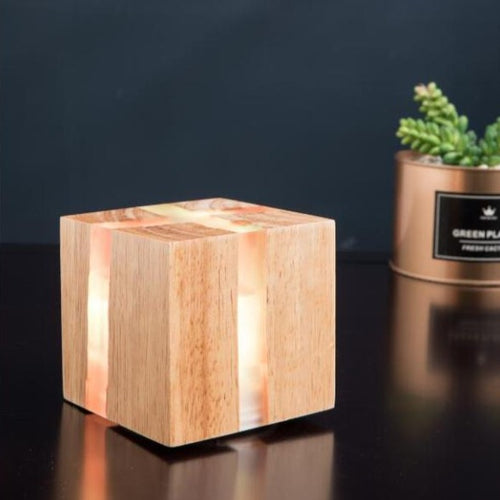 Applique murale scandinave LED cube en bois Lymena - vue 4 sur 6