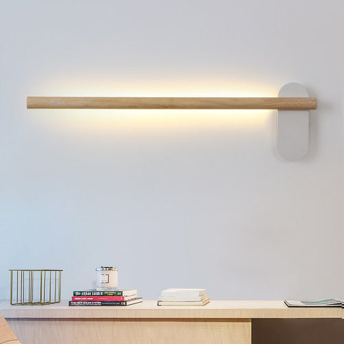Applique murale scandinave LED rectangulaire en bois Amane - vue 3 sur 9