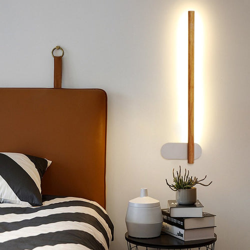 Applique murale scandinave LED rectangulaire en bois Amane - vue 4 sur 9