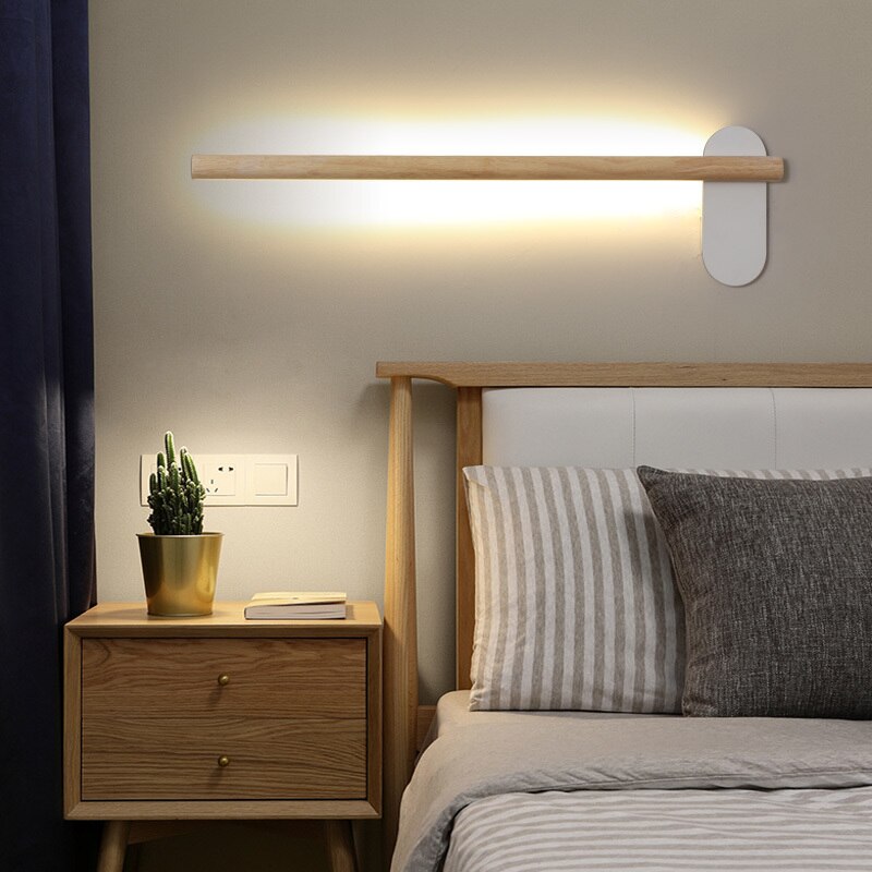 Applique murale scandinave LED rectangulaire en bois Amane - vue 6 sur 9