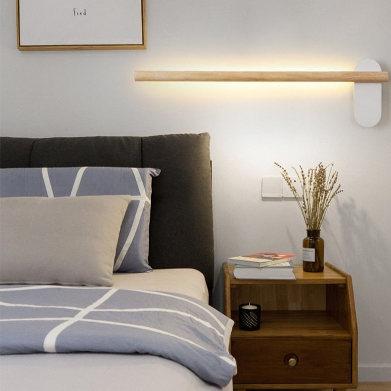 Applique murale scandinave LED rectangulaire en bois Amane - vue 4 sur 9