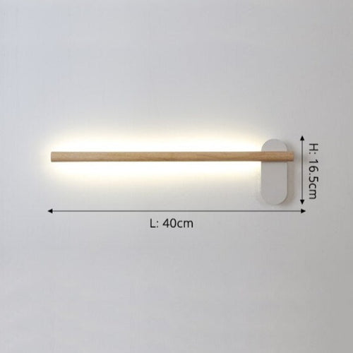 Applique murale scandinave LED rectangulaire en bois Amane - vue 8 sur 9