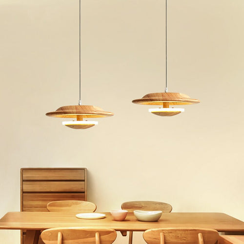 Suspension scandinave avec abat-jour original en bois Zoraida - vue 3 sur 9