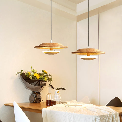 Suspension scandinave avec abat-jour original en bois Zoraida - vue 9 sur 9