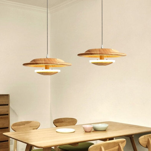 Suspension scandinave avec abat-jour original en bois Zoraida - vue 6 sur 9