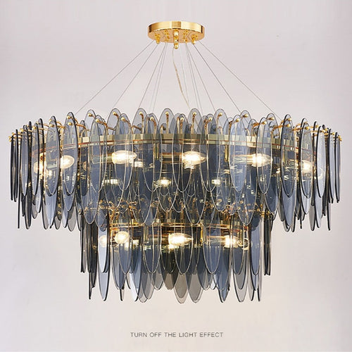 Lustre moderne avec lames en verre luxury Valentina - vue 6 sur 34