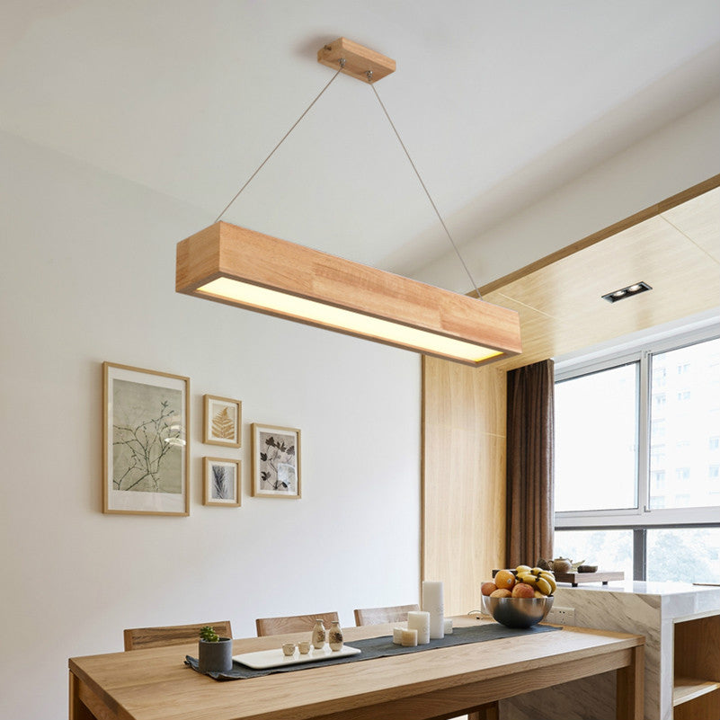 Lustre design rectangle en bois LED - vue 2 sur 2