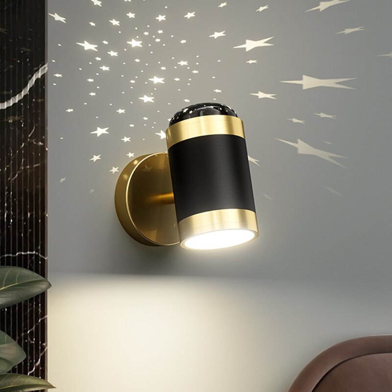 Applique murale moderne cylindrique noir et doré Benie - vue 3 sur 7