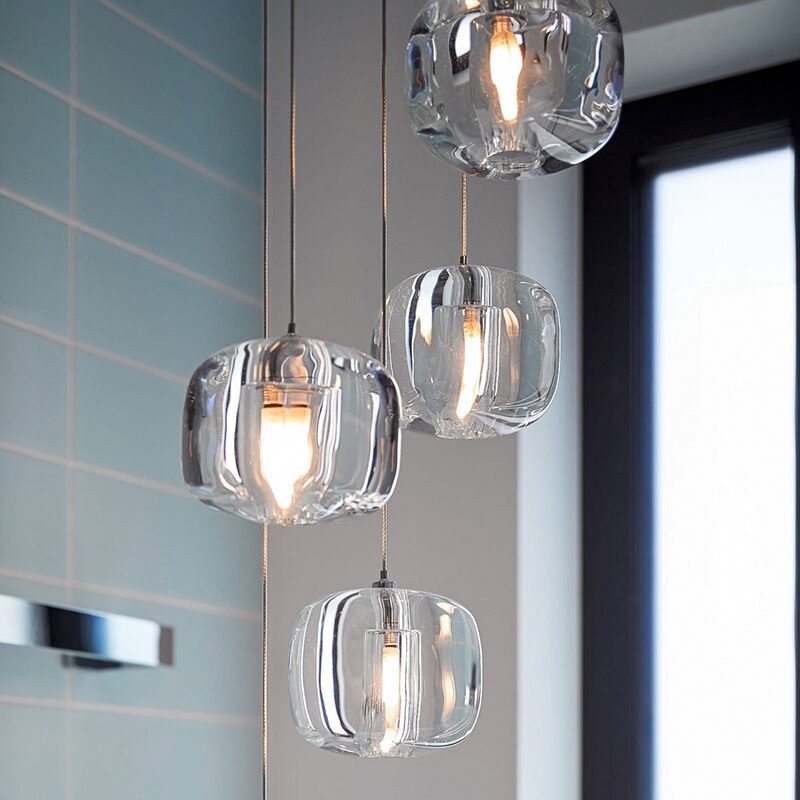 Suspension moderne LED forme de glaçon en cristal coloré Lua - vue 2 sur 10