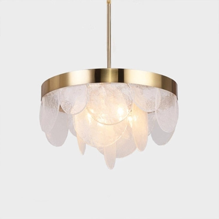 Lustre design LED moderne doré avec rond en verre blanc Art - vue 4 sur 4