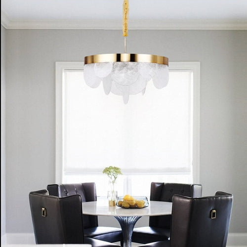 Lustre design LED moderne doré avec rond en verre blanc Art - vue 2 sur 4