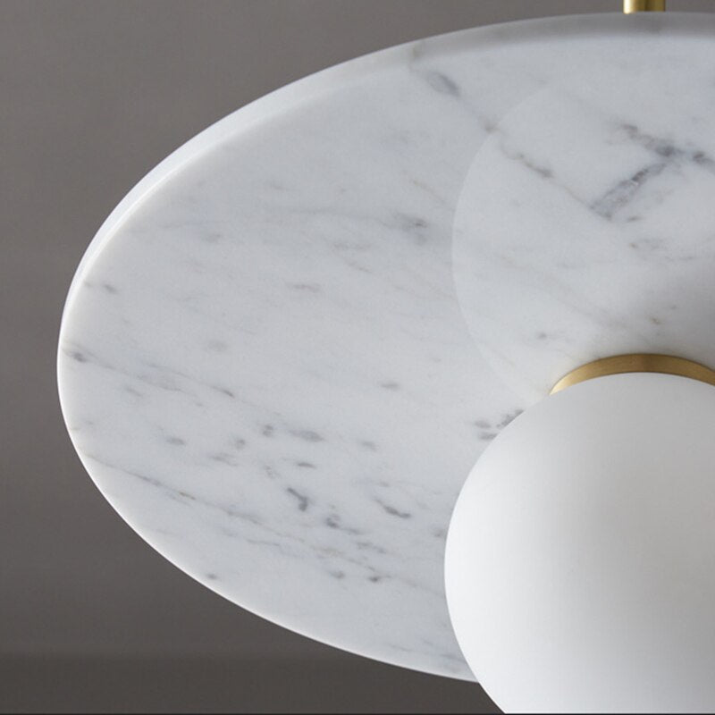 Suspension design avec abat-jour plat en marbre Gianna - vue 6 sur 12