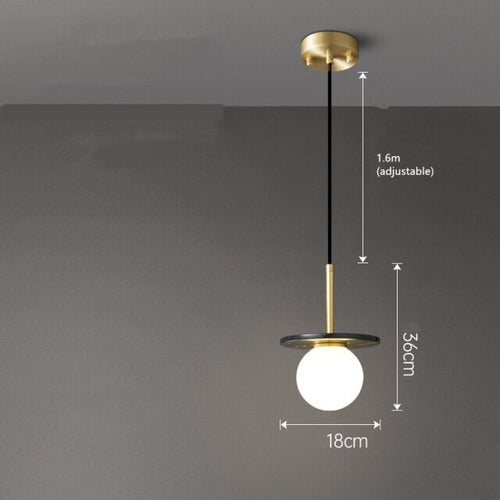 Suspension design avec abat-jour plat en marbre Gianna - vue 8 sur 12