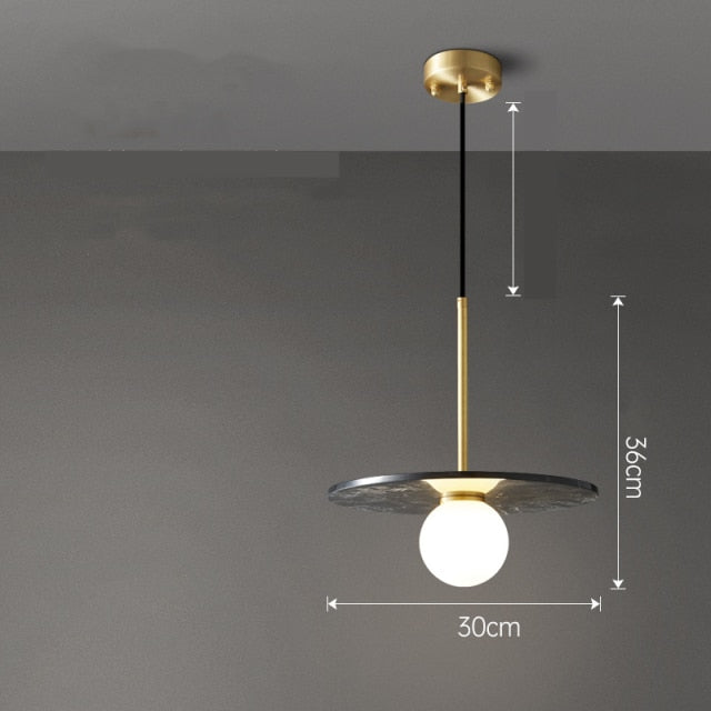 Suspension design avec abat-jour plat en marbre Gianna - vue 8 sur 12