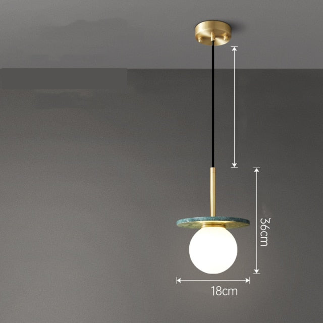 Suspension design avec abat-jour plat en marbre Gianna - vue 11 sur 12