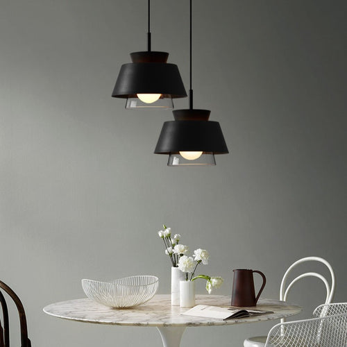 Suspension moderne avec double abat-jours en verre et métal Delcio - vue 5 sur 12