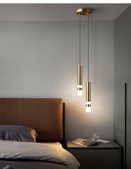 Suspension design LED tube lumineux doré ou noir Amias - vue 10 sur 16