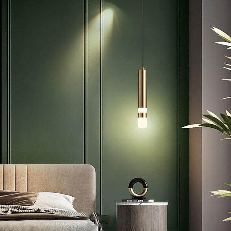 Suspension design LED tube lumineux doré ou noir Amias - vue 4 sur 16