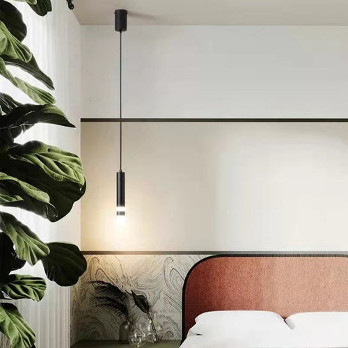 Suspension design LED tube lumineux doré ou noir Amias - vue 7 sur 16