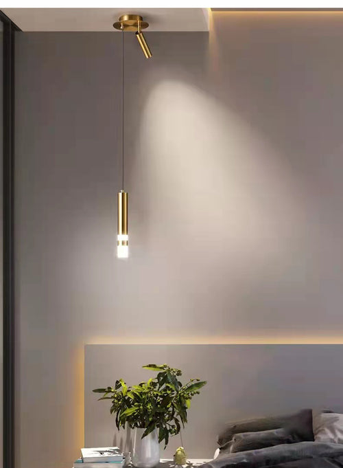 Suspension design LED tube lumineux doré ou noir Amias - vue 13 sur 16