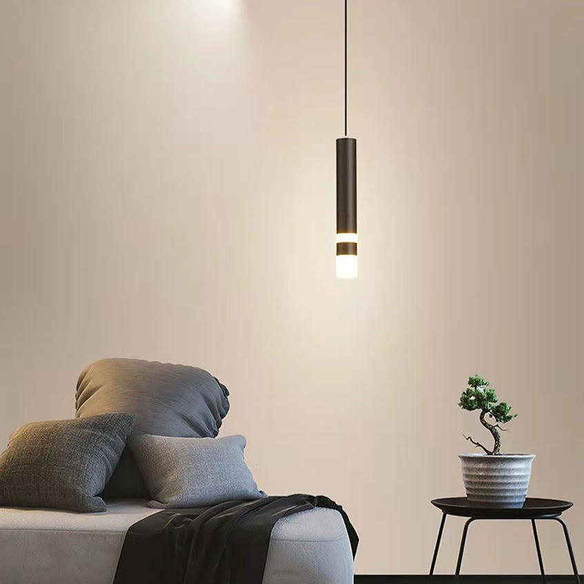 Suspension design LED tube lumineux doré ou noir Amias - vue 3 sur 16