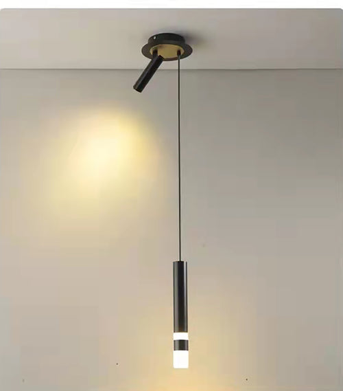 Suspension design LED tube lumineux doré ou noir Amias - vue 12 sur 16