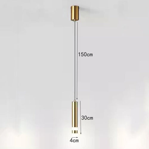 Suspension design LED tube lumineux doré ou noir Amias - vue 9 sur 16