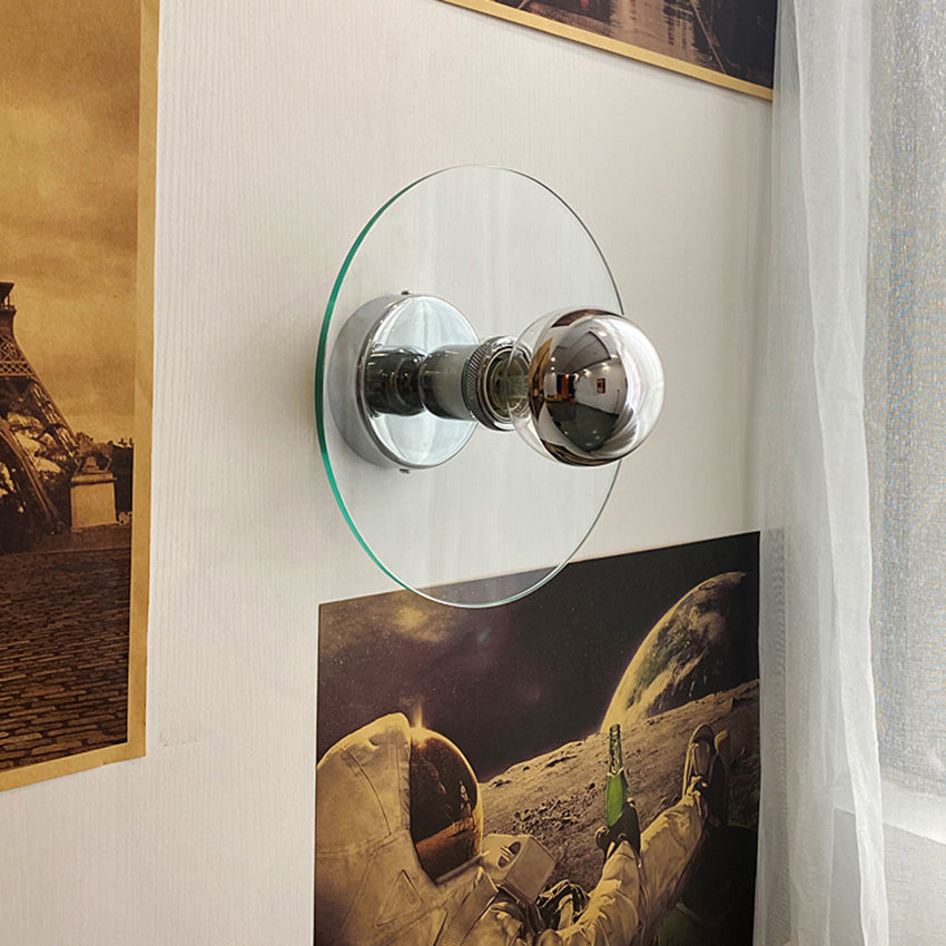 Applique murale vintage avec abat-jour en verre circulaire Silas - vue 5 sur 8