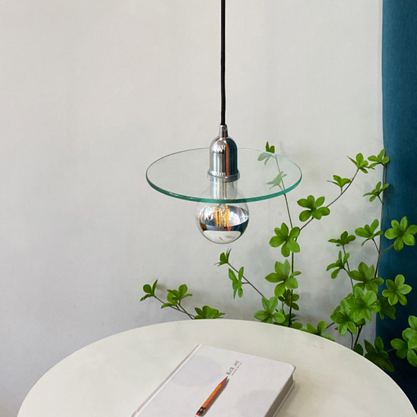 Suspension design avec abat-jour plat en verre Aiden - vue 4 sur 7