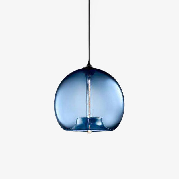 Suspension design à LED avec boule en verre de couleur - vue 8 sur 10