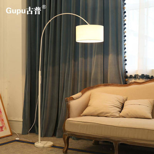 Lampadaire moderne abat-jour arrondi en tissu Steel - vue 2 sur 5