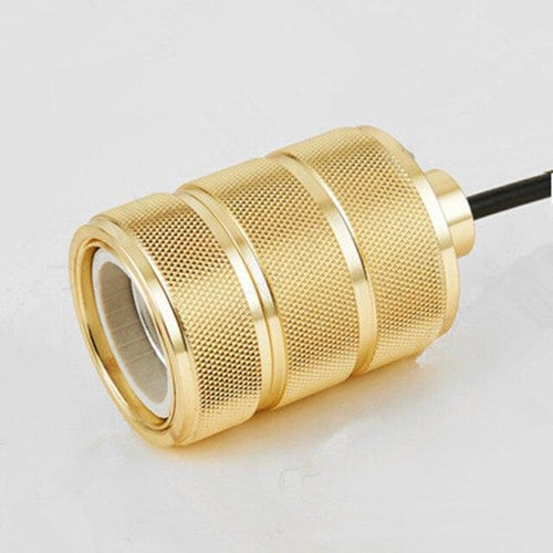 Suspension design LED cylindre doré en métal - vue 6 sur 11