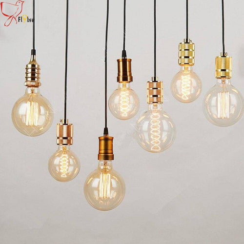 Suspension design LED cylindre doré en métal - vue 5 sur 11