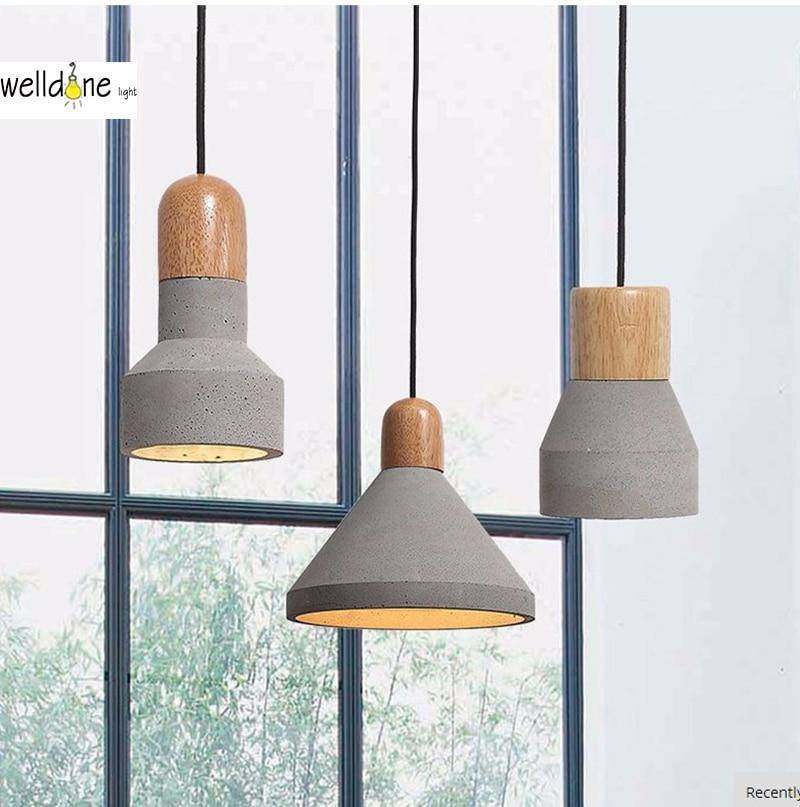 Suspension scandinave en bois et ciment Loft - vue 2 sur 5