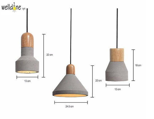 Suspension scandinave en bois et ciment Loft - vue 3 sur 5