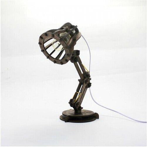 Lampe de bureau en bois style Pixar rustique - vue 4 sur 5