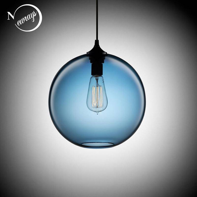 Suspension design en boule de verre (plusieurs couleurs) - vue 3 sur 9