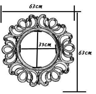 Miroir mural décoratif 63cm rond doré rétro - vue 3 sur 3