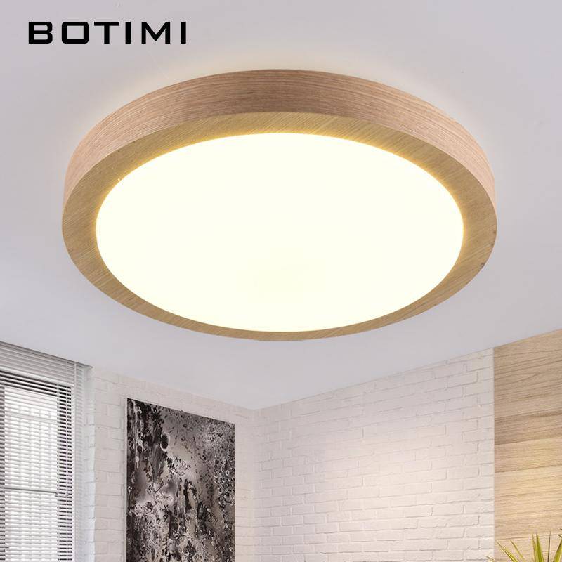 Plafonnier en bois à LED en rond Botimi - vue 2 sur 2