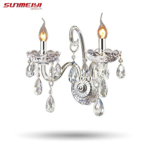 Applique murale chromée en cristal et lampes bougies - vue 2 sur 2