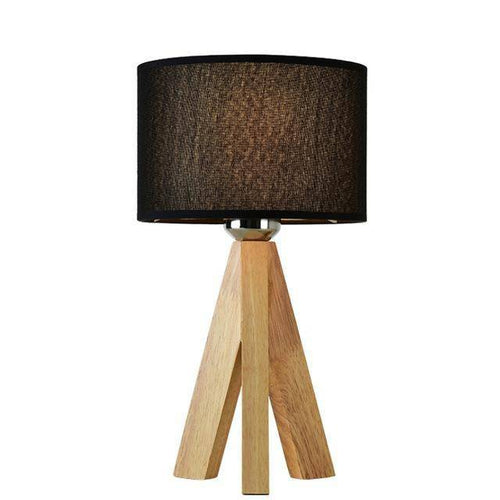 Lampe de chevet avec abat-jour en tissu et pied en bois (noir ou blanc) - vue 5 sur 5