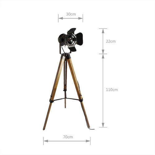Lampadaire projecteur ajustable sur pied en bois - vue 3 sur 4