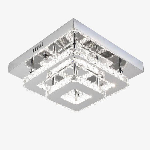 Plafonnier LED en cristal et miroir carré - vue 2 sur 2