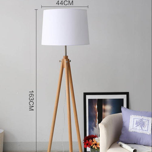 Lampadaire moderne abat-jour en tissu et trois pieds en bois Fabric - vue 4 sur 4